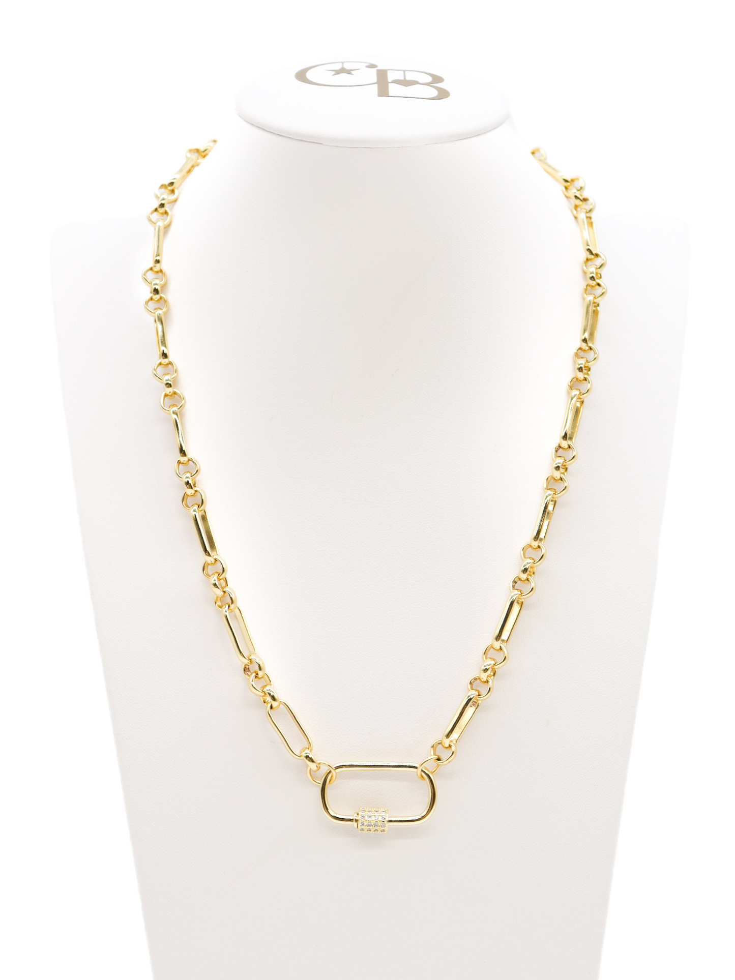 Gold Anna Necklace with Gabi Carabiner|16"