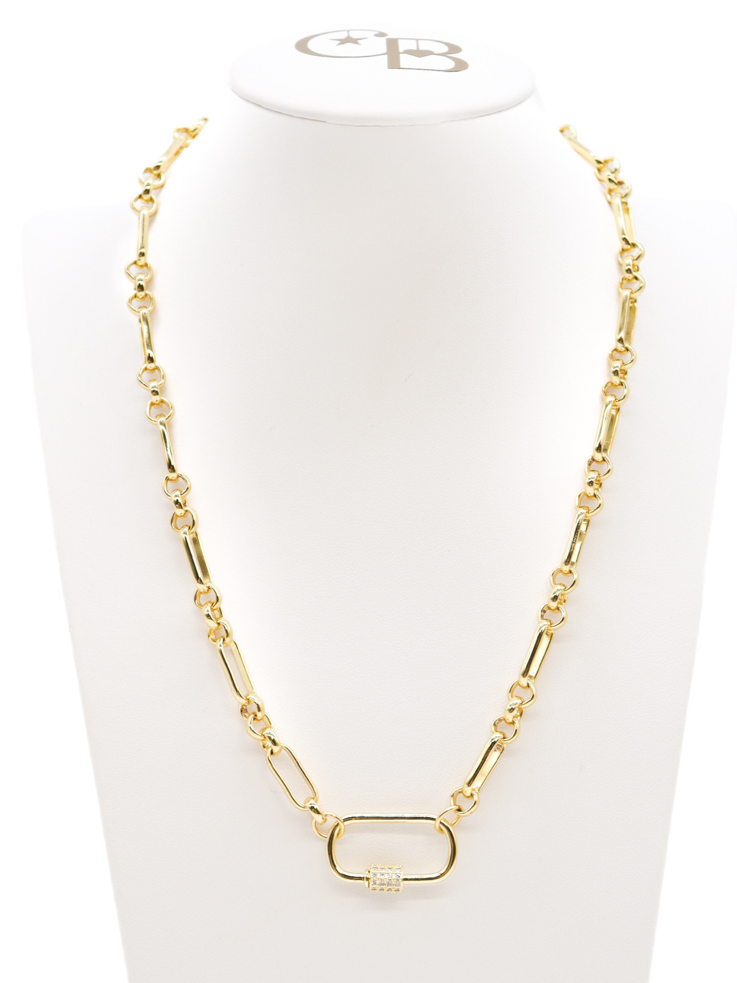 Gold Anna Necklace with Gabi Carabiner|16"