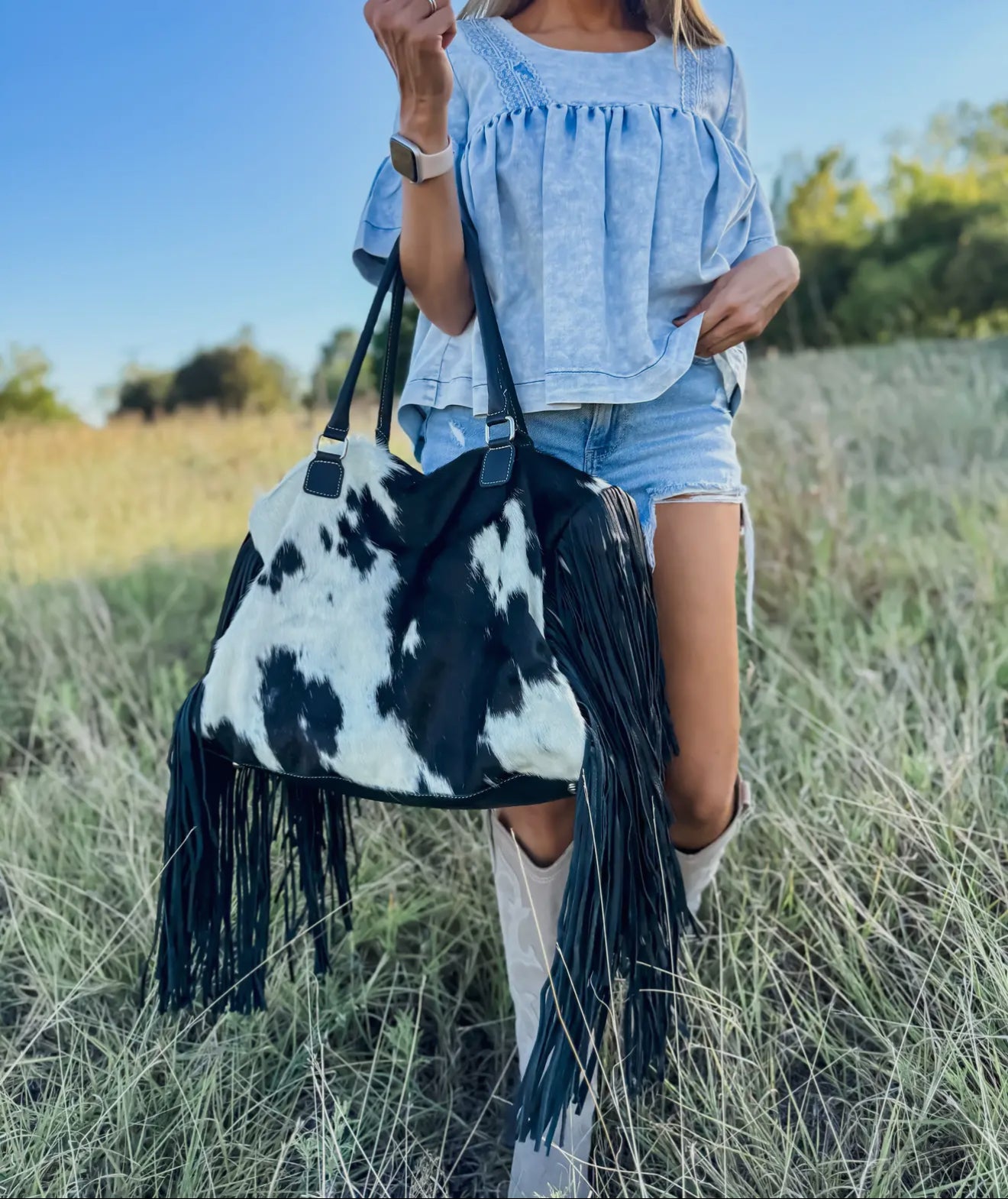 Leather Hairon Cowhide Travel Weekender