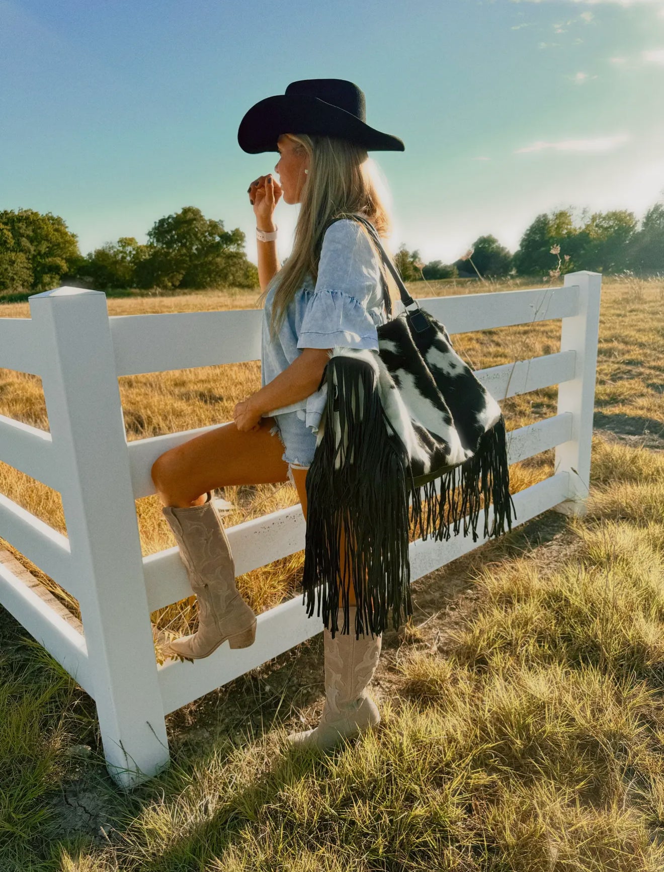 Leather Hairon Cowhide Travel Weekender