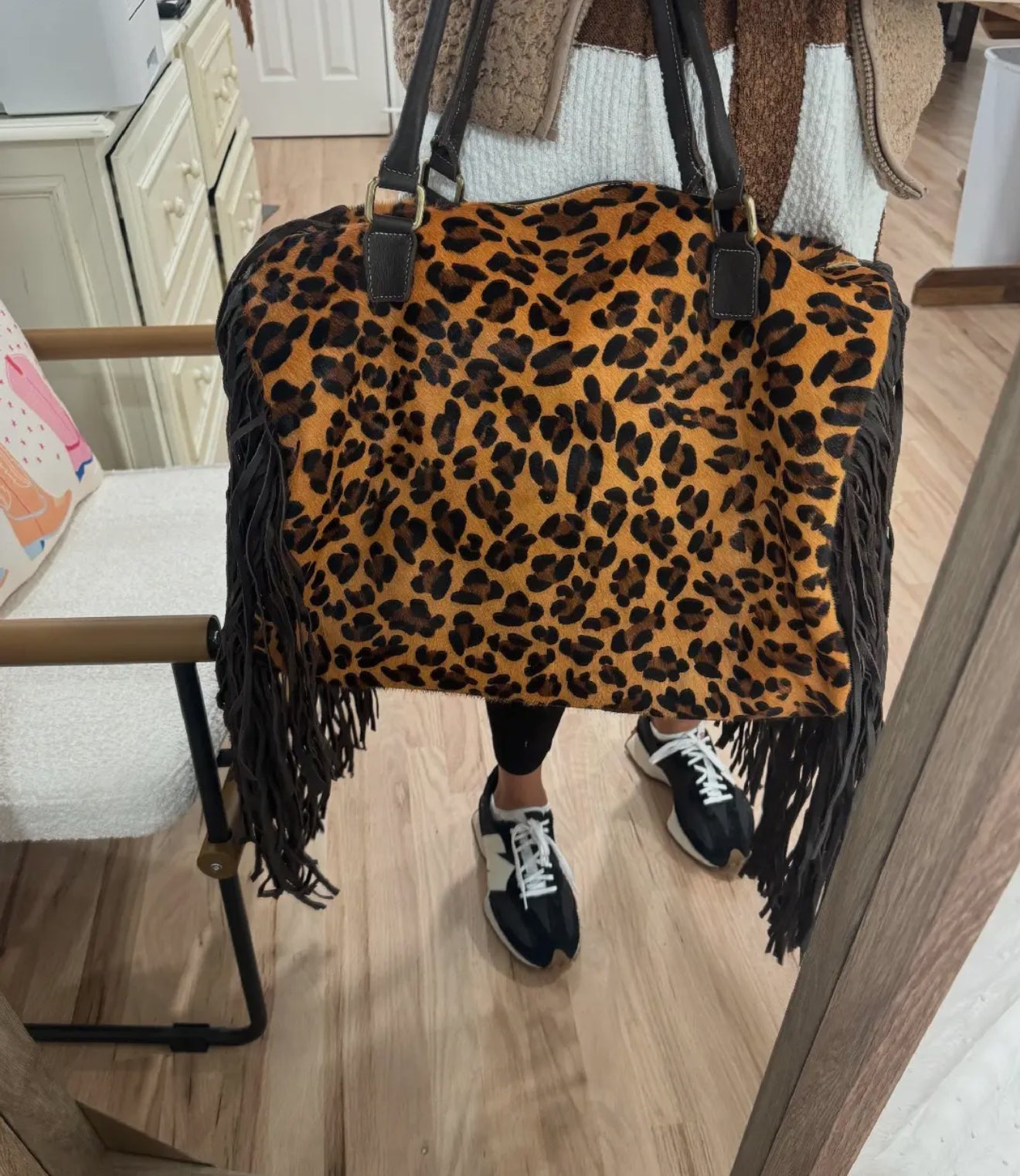 Leather Hairon Cowhide Travel Weekender