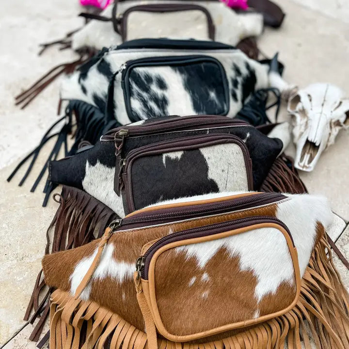 Western Hairon Cowhide Fanny Pack - Bum Sling Bag