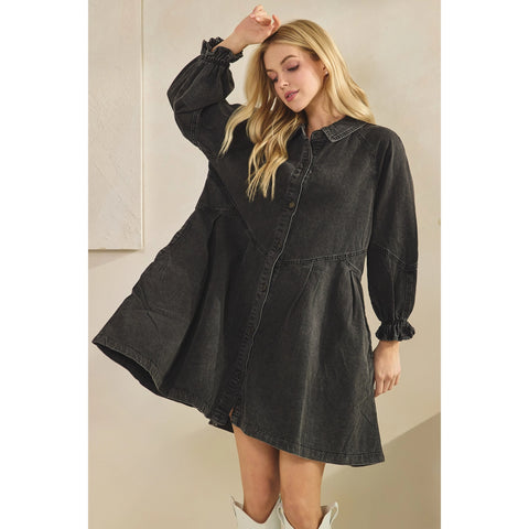 Vintage Black Denim Babydoll Dress Vintage Black Denim Babydoll Dress