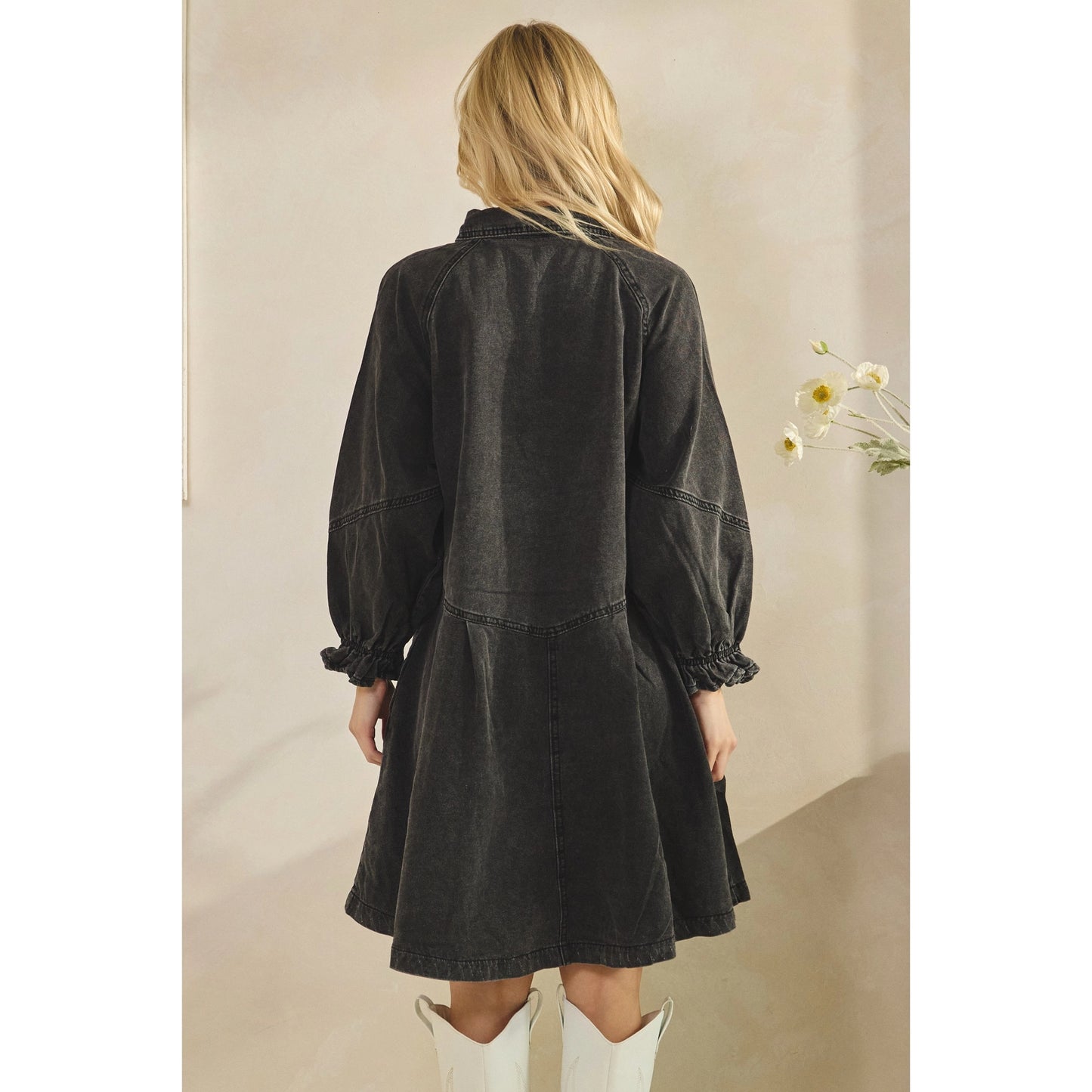 Vintage Black Denim Babydoll Dress