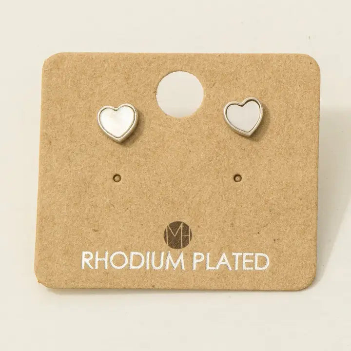 Gold Dipped Mini Heart Shell Stud Earrings