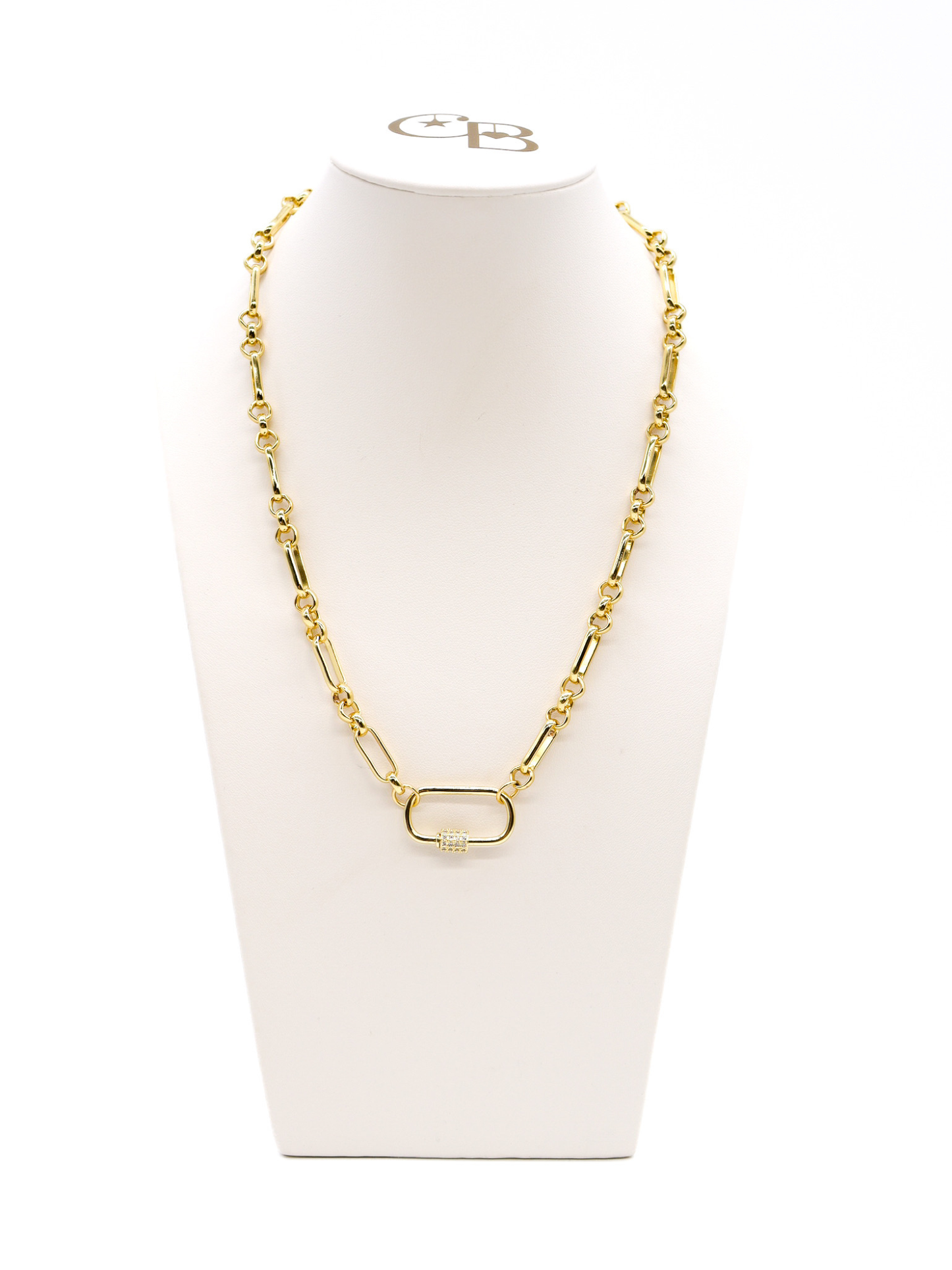 Gold Anna Necklace with Gabi Carabiner|16"