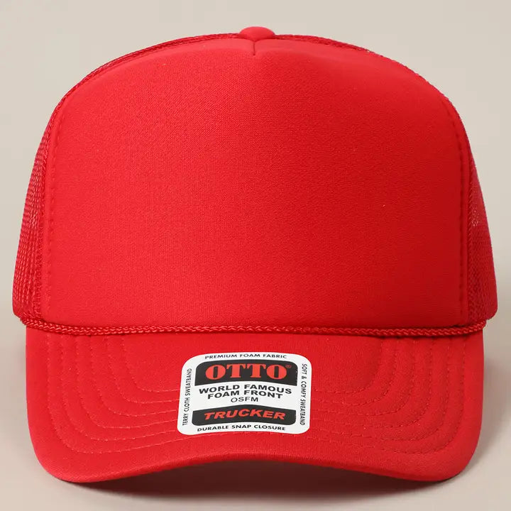 Solid Color Otto 5-Panel Foam Mesh Back Trucker Hat