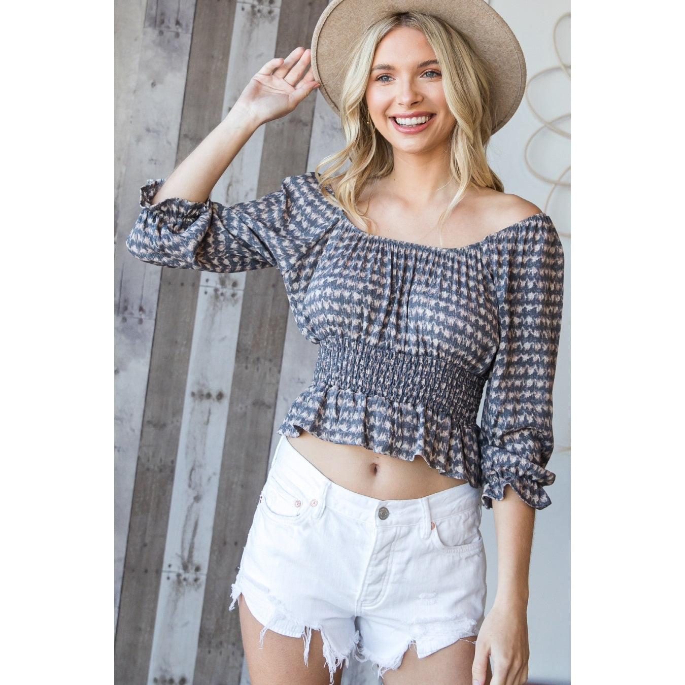 Smocked Peplum Top