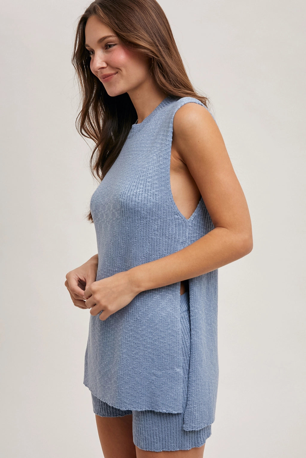 Chambray Knit Sweater Set
