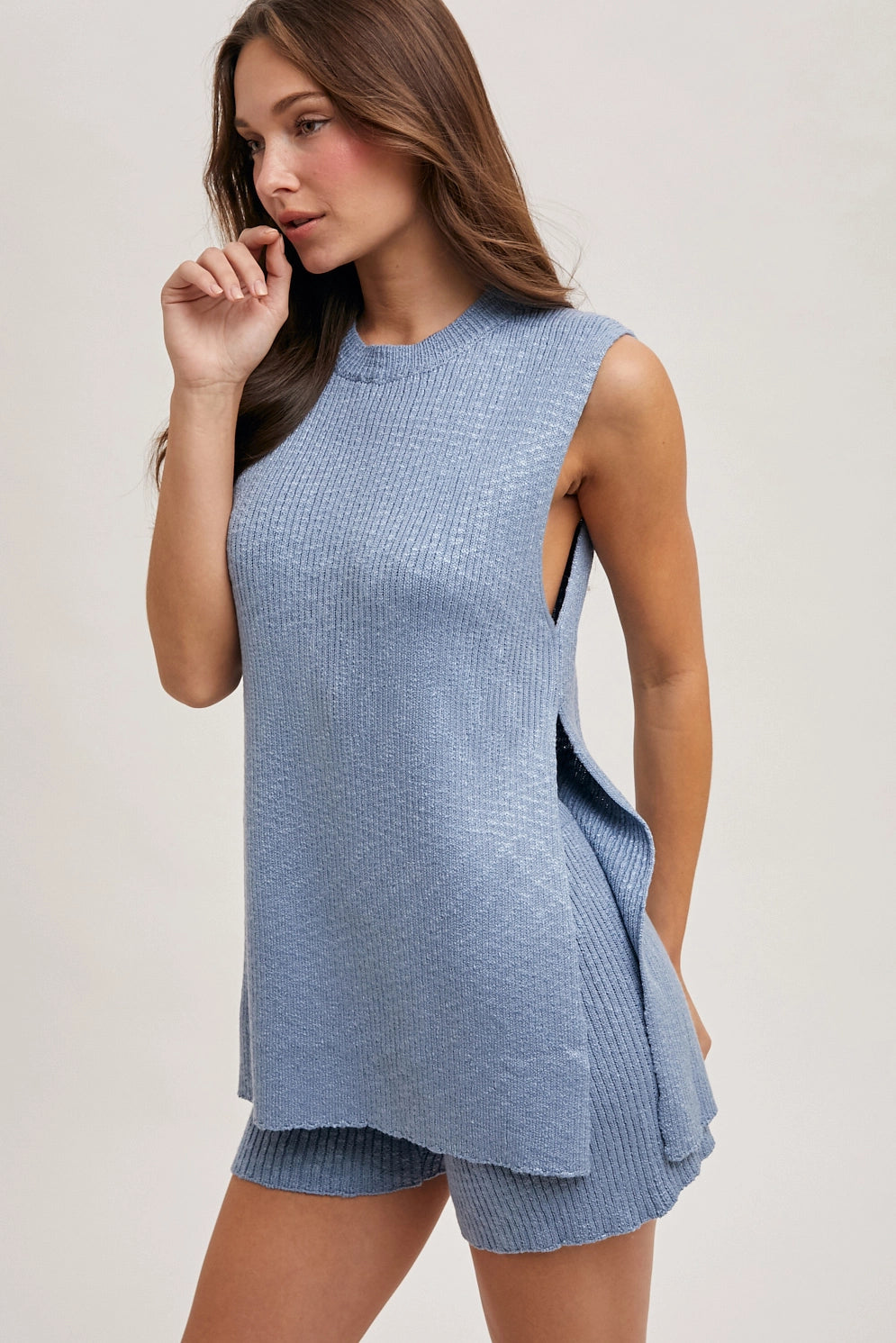 Chambray Knit Sweater Set