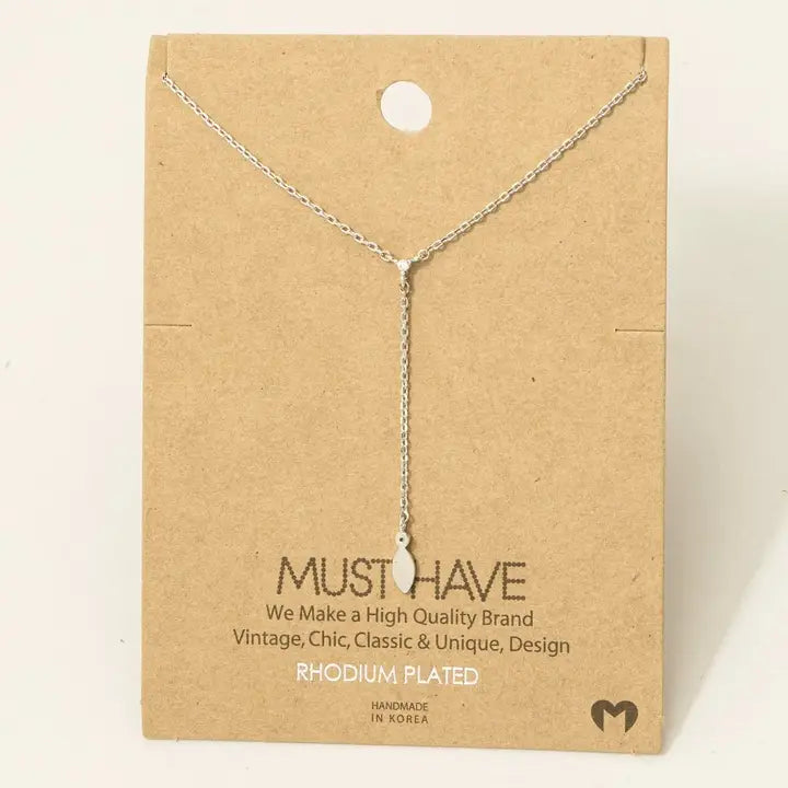 Gold Dipped Cz Lariat Chain Necklace