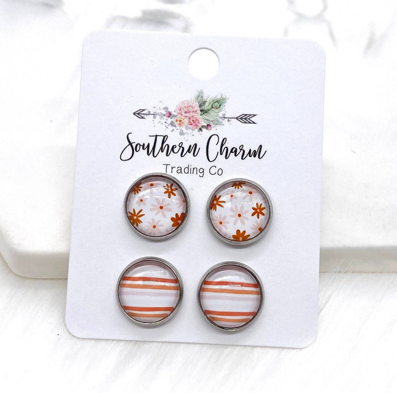 Boho Flowers & Stripe Earrings