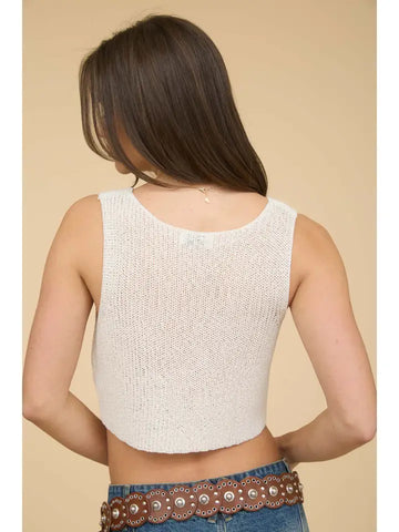 Front Hook and Eye Knit Sweater Vest