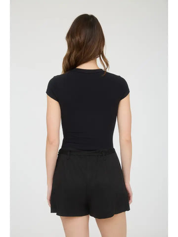 Round Neck Short Sleeve Knit Bodysuit