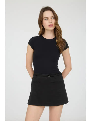 Round Neck Short Sleeve Knit Bodysuit