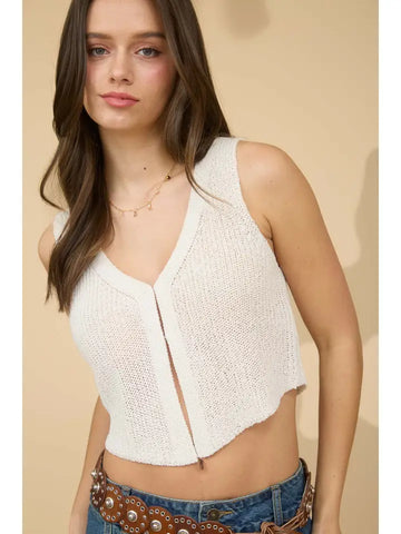 Front Hook and Eye Knit Sweater Vest