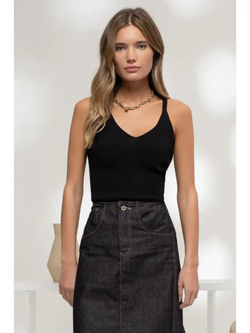 V Neck Sweater Knit Cami Tank