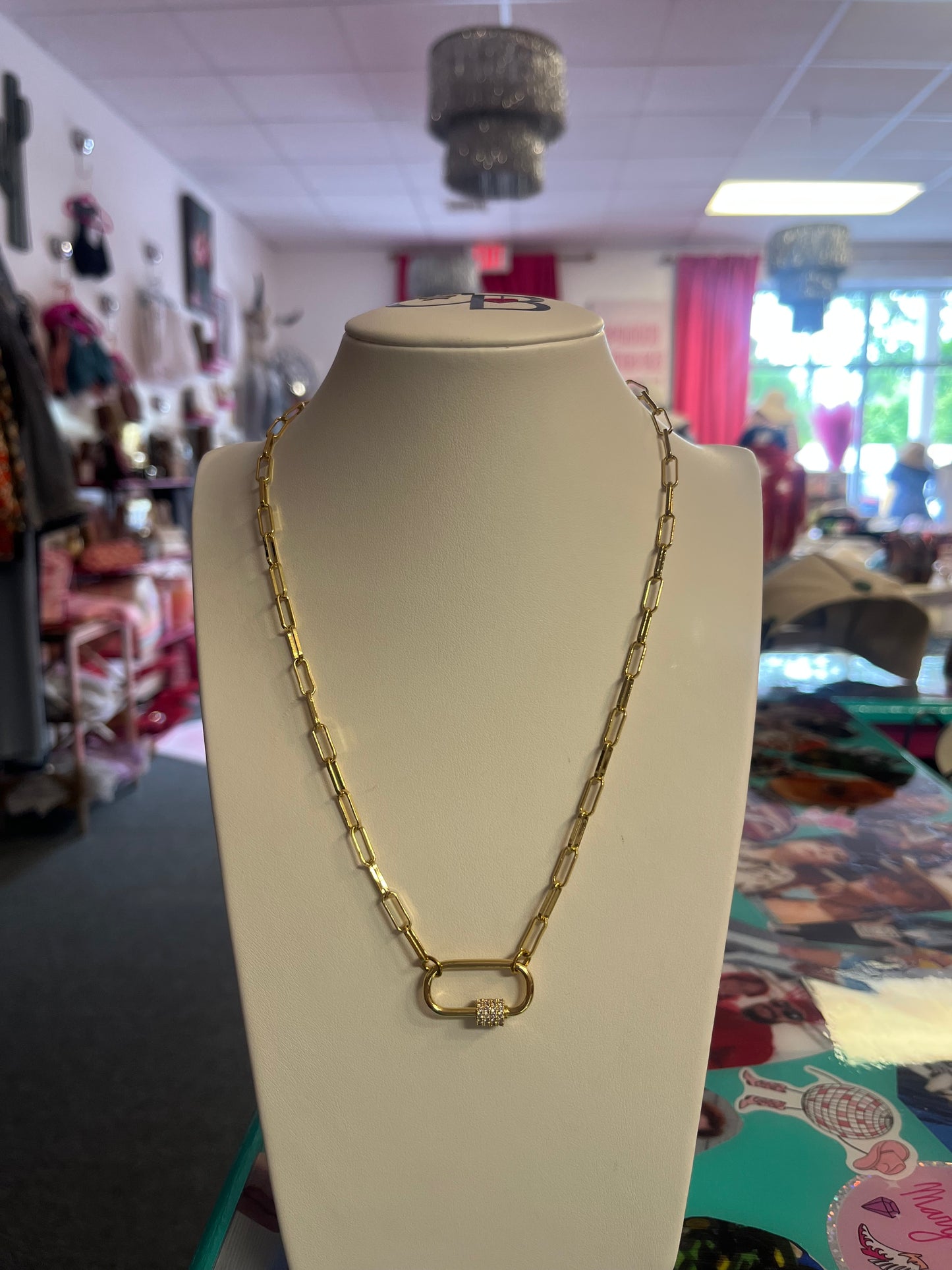 Gold Ashley Necklace with Large Gabi Carabiner