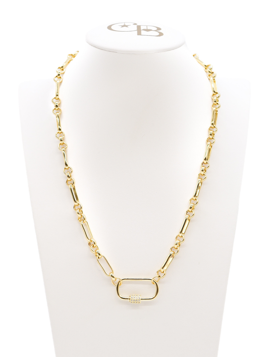 Gold Anna Necklace with Gabi Carabiner|16"