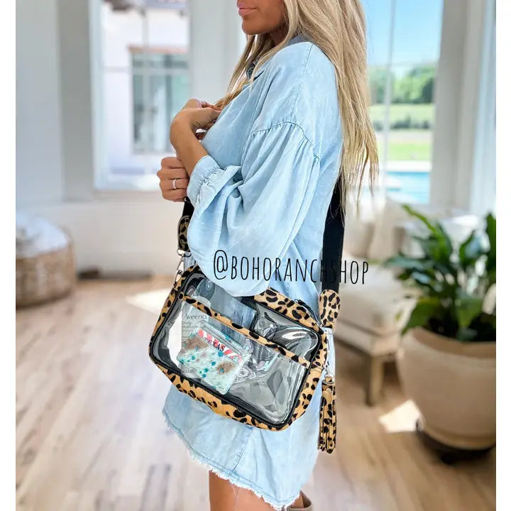 Priscilla Clear Cowhide Crossbody Purse Bag Concert Festival