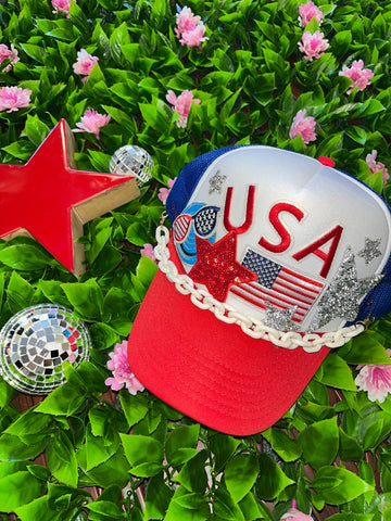Red White & Blue USA Trucker Hat