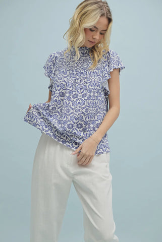 Mosaic High Neck Blouse