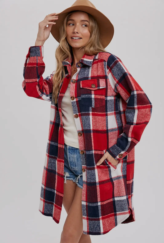 Flannel Plaid Longline Shacket