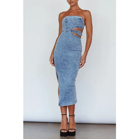 Denim Cutout Dress
