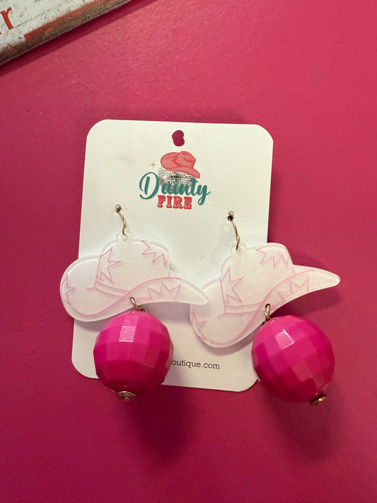 Cowgirl Hat & Disco Earrings