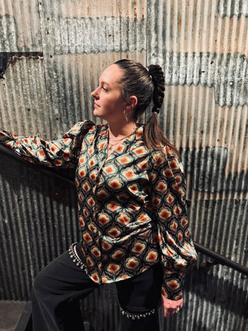 Retro Green Tulip Blouse