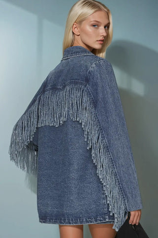 Fringed Denim Blazer
