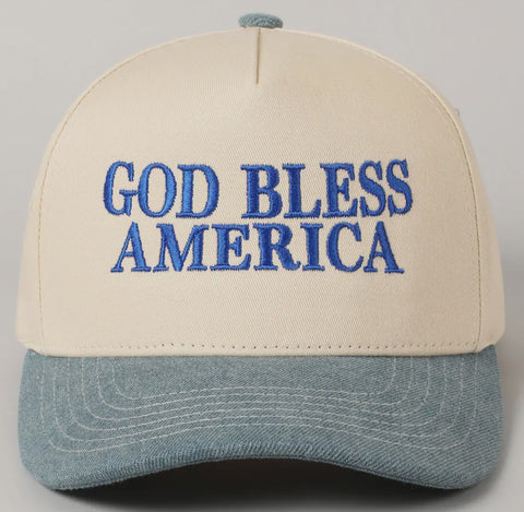God Bless America Trucker Hat (Denim)
