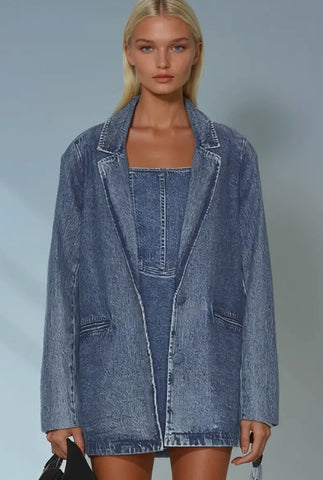 Fringed Denim Blazer