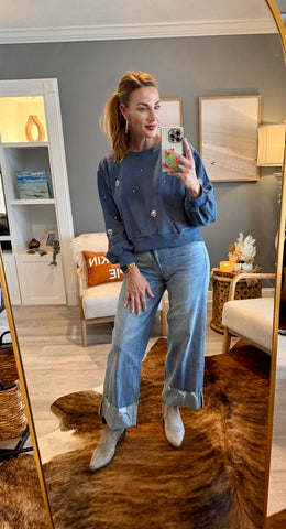 Rhinestone Crop Sweater