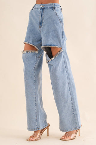 Heart Rhinestone Jeans