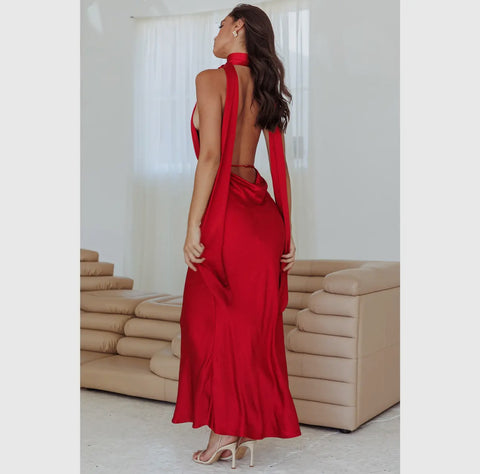 Cherry Satin Maxi