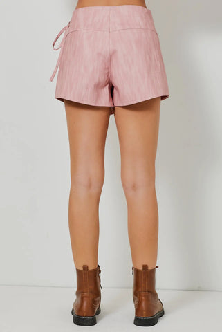 Washed Leather Mini Skort