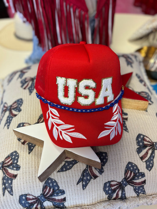 Captain USA Trucker Hat w/Royal Blue Chain
