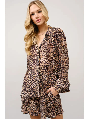 Pleated Leopard Set