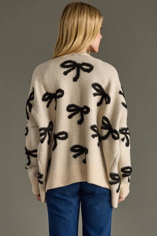 Tan & Black Bow Cardigan