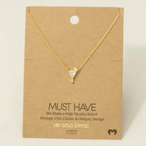 Gold Dipped Cz Cocktail Pendant Necklace