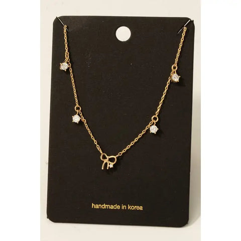 Bow Station Charms Chain Necklace