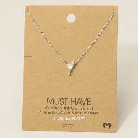 Gold Dipped Cz Cocktail Pendant Necklace