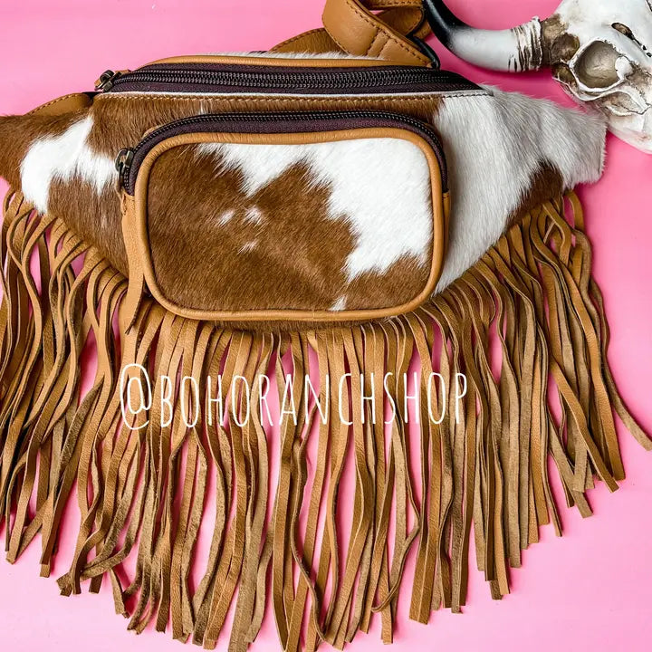 Western Hairon Cowhide Fanny Pack - Bum Sling Bag