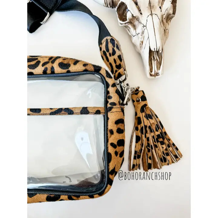 Priscilla Clear Cowhide Crossbody Purse Bag Concert Festival