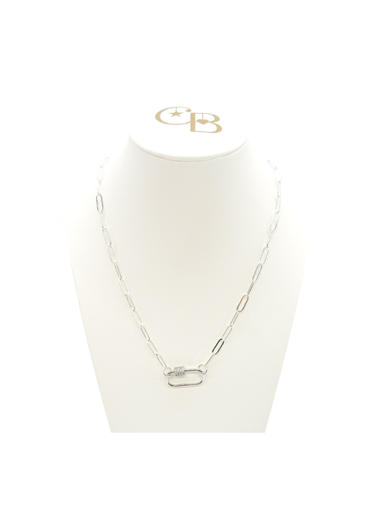 Silver Ashley Necklace w/Gabi Carabiner