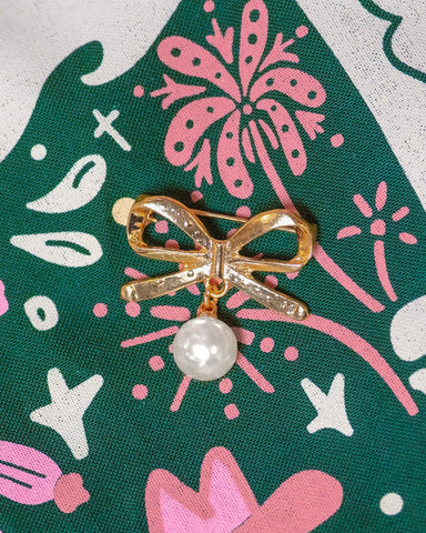 Bandana Brooch - Bow + Pearl