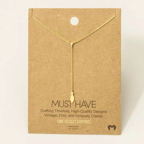 Gold Dipped Cz Lariat Chain Necklace