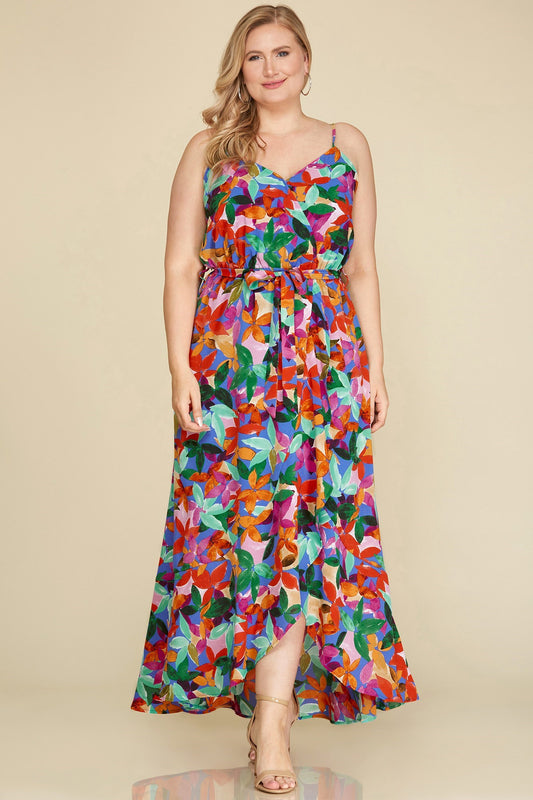 Plus Size Ruffle Wrap Dress