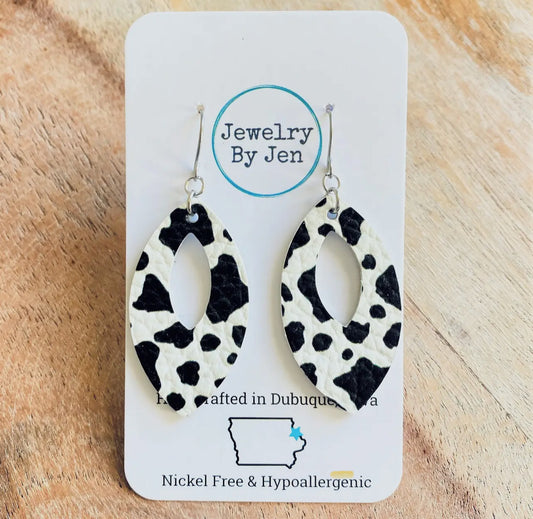 Cow Print Marquise Earrings